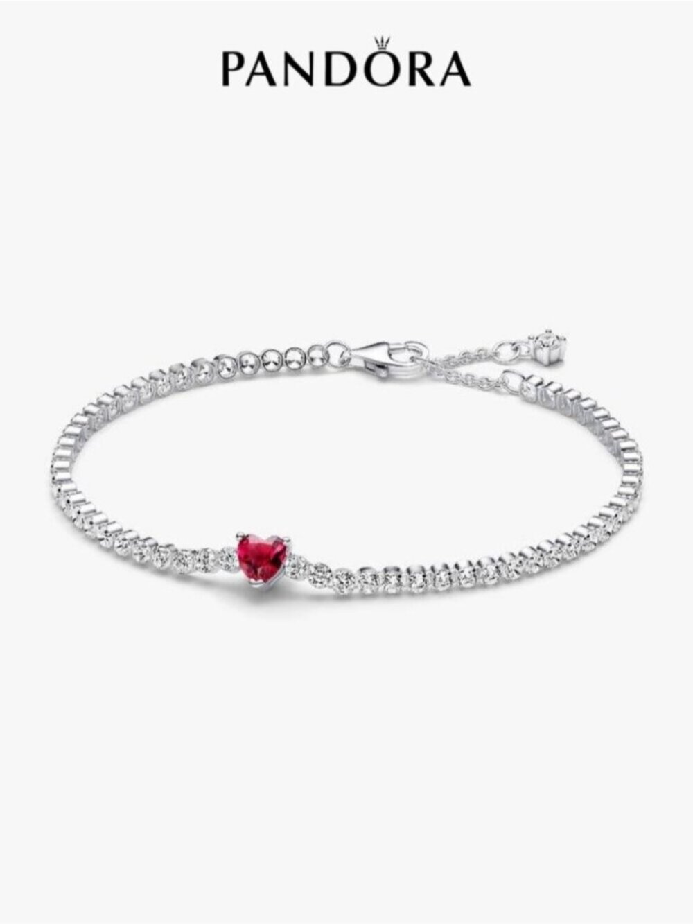 Pandora Red Sparkling Heart Tennis Bracelet
